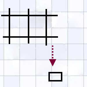a grid with one cell being floated out over a checkered background