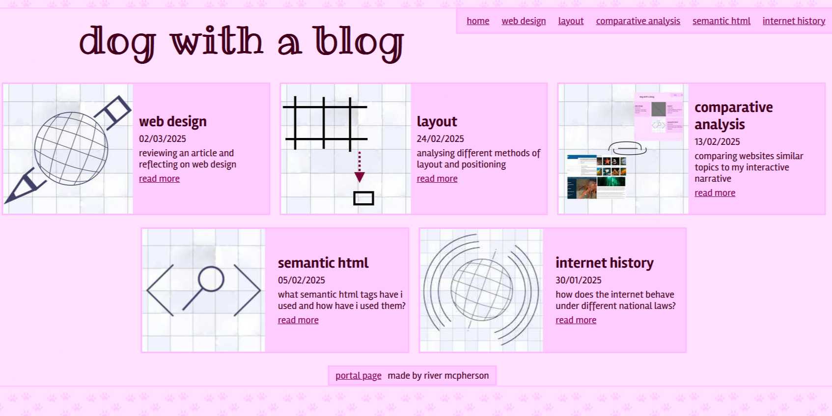 preview of the blog home page
